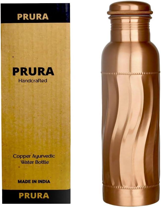 Copper Water Bottle A Leak Proof Ayurvedic Pure Copper Vessel (32.1 Ounces, Design 17)