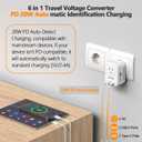 220V to 110V Power Converter for Europe with 20W PD,2 Type-C Port 2 USB-A,Power Plug Combo for Italy Spain Greece - White