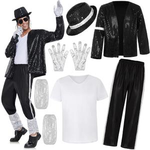 Men's Dance Star Costume for Men 80s 90s Pop Stage Outfits for Halloween Cosplay Party (XX-Large)