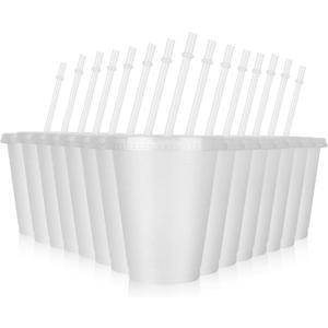 Hooqict 15 Sets Reusable Cups with Lids and Straws 16 oz Glitter Plastic Tumblers Party Favor Cups Water Bottle Iced Coffee Travel Mug for Kids, Adults, Travel, Birthday Parties