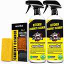 Kitchen Cabinet Cleaner, Wood Cabinet Degreaser & Furniture Cleaner, 2 Pack | 2-pack kitchen cabinet cleaner set with cleaning sponge for wood, painted and white cabinets; helps clean grease and grime.