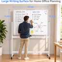Maxtek Rolling Whiteboard 48 x 36 in Large Magnetic White Board on Wheels