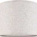 GO&SO Natural Linen Medium Drum Lamp Shades 13" Top x 13" Bottom x 10" High (Spider) Modern Beige Gray Lampshade for Table Lamps Bedside Lamps -Assembly Required - By GO&SO