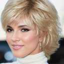 TISHINING Pixie Cut Short Ombre Blonde Curly Wigs for White Women Fluffy Layered Mixed Blonde Wig with Bangs Natural Looking Synthetic Daily Party Wig