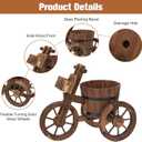 kinbor Outdoor Planters - Rustic Barrel Planter, Wooden Wagon Tricycle Planters for Outdoor Plants