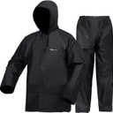 Rain Suits for Men Ultra-Lite Waterproof Protective Rain coats Rain Gear Workwear Fits Men Women (Black, L)