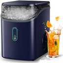 Silonn Nugget Ice Maker Countertop, Pebble Ice Maker with Soft Chewable Ice, One-Click Operation Ice Machine with Self-Cleaning, 33lbs/24H for Home,Kitchen,Office (Navy blue)