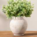 Ceramic Flower Vase, 6 Inch Small Rustic Farmhouse Vase Decorative Vases Home Decor Short Pottery Vases for Table Living Room Entryway Mantel Bookshelf Bedroom Bathroom Kitchen - Rustic