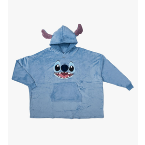 Stitch Costume Big Face Blue Oversized Giant Blanket Hoodie Christmas Sleep Poncho with Hood Halloween Cosplay Extra Comfy for Lounging - One Size