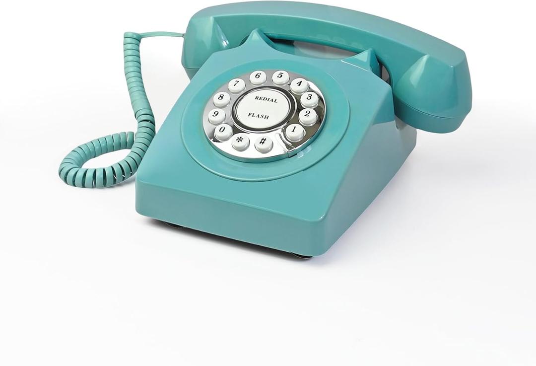 Landline Phones for Home, TelPal Corded Home Phone, Retro Desktop House Phone, Classic Vintage Old Fashion Telephone for Home, Office & Hotel, Red Wired Antique Analog Telephone Gift for Seniors (Blue)