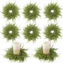 8 Pcs Cedar Wreath Candle Ring Mini Wreath Outer 8.7 Inch Artificial Pine Garland Candle Ring Holder for Christmas Cabinet Table Chair Windows Wedding Doors Xmas Tree Centerpiece Decorations