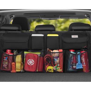 SURDOCA Hanging Trunk Organizer for SUV, [UPGRADED 7 Times] Car Organizers and Storage, Car Accessories Interior, Space Saving Expert (L-35.5x18.2in, Black)