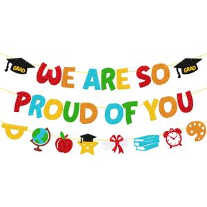 We are so Proud of You Banner Class of 2026 Graduation Decoration Kindergarten Grad Decorations Preschool Pre-K Grad Backdrop Congrats Elementary Graduation Party Decor