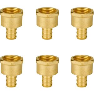 SUNGATOR 6-Pack 1/2" PEX to 1/2" Female NPT Brass Fittings, UPC Certified