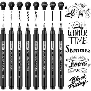 Calligraphy Pen,Calligraphy Pens for Writing, Brush Pens Calligraphy Set for Beginners, Calligraphy markers, Black Archival Ink Pens,Hand Lettering Pen for Art Drawing, Sketching,Scrapbooking