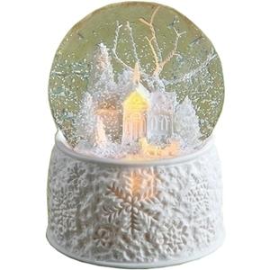 6" LED Porcelain Church With Sleigh Dome Battery Operated Without Batteries 100M Plays First Noel