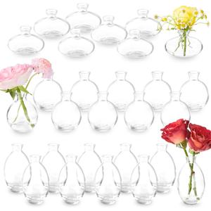 Glass Bud Vase Set of 28 Pcs for Rustic Wedding Centerpieces and Home Decor, Small Glass Vases for Flowers, Mini Bud Vase SetVintage Vases for Centerpieces