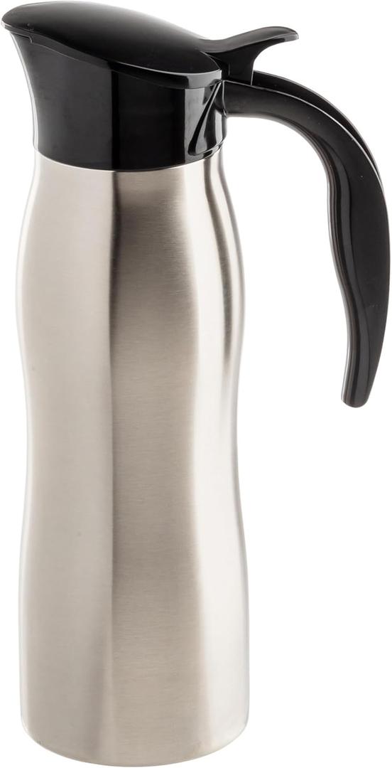 TableCraft 12685 34 Oz (1 L) Stainless Steel Coffee Creamer, Vacuum-Insulated Double Wall Carafe, Dishwasher Safe, Flip-Top Lid, Ideal for Breakfast Buffets & Coffee Stations