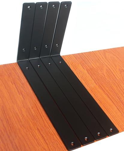 4 Pack - L 14" x H 8" x W1.5, 5mm Thick Black L Shelf Bracket, Iron Shelf Brackets, Metal Shelf Brackets, Floating Shelf, Shelf Supports with Screws