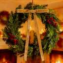 16 Pieces Christmas Velvet Bows 12 x 20 Inch Vintage Large Velvet Ribbon Bows Rustic Christmas Tree Ornaments for Xmas Home Wreath Garland Gift Wrapping Decorations(Khaki, Width of 1")