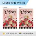 DLZDN Welcome Valentines Day Dog Garden Flag Love Heart Roses Golden Retriever Flag 1218 Inch Double Side Buffalo Plaid Farmhouse Yard Flag Anniversary Wedding Outdoor House Decoration