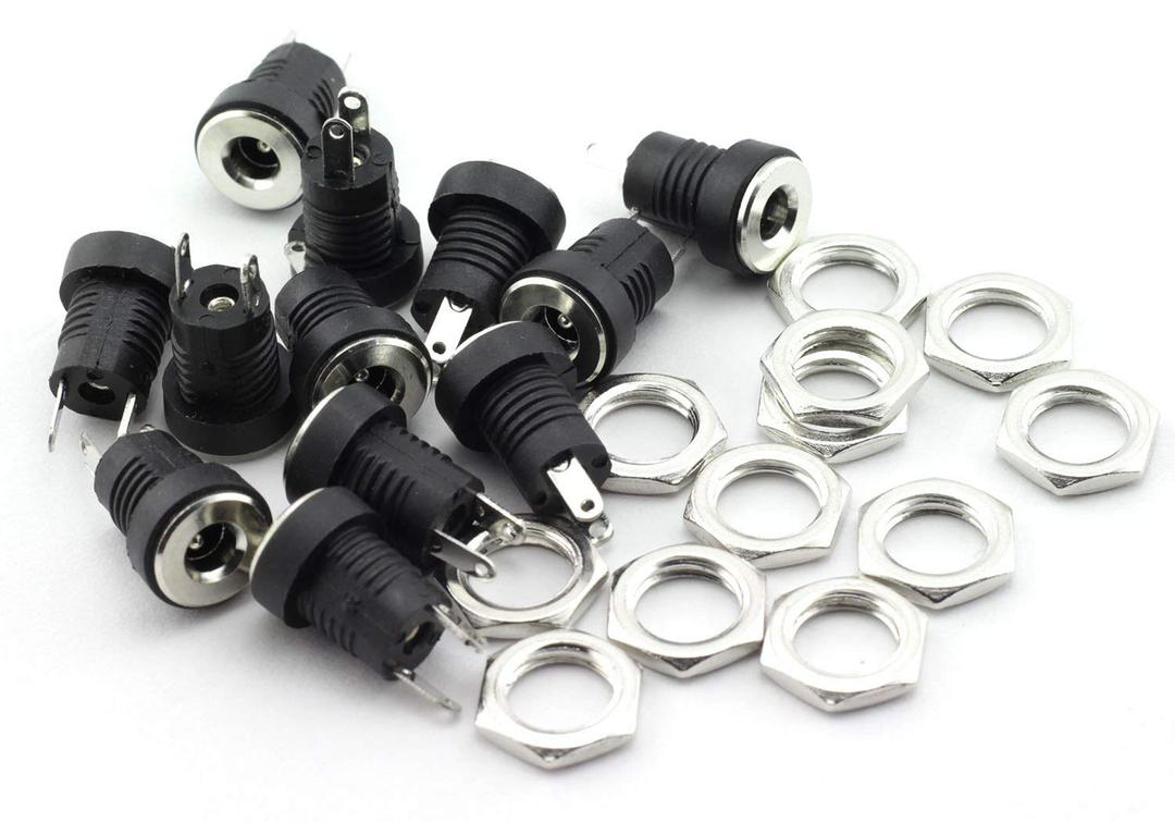 MEETOOT 12 Pack 3.5mm x 1.3mm 2 Pin Female DC Power Jack Panel Mount Screw Nut Kit DC Socket Electrical Plug