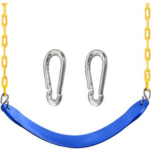 TURFEE Swing for Outdoor Swing Set - Pack of 1 Seat Replacement Kit with Heavy Duty Chains - Backyard Swingset Playground Accessories for Kids (Blue)