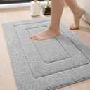 DEXI Bathroom Rug 36x24, Non Slip Washable Bath Mat for Shower Floor, Absorbent Soft Bathmat with Rubber Backing, Quick Dry Microfiber Carpet, Light Grey