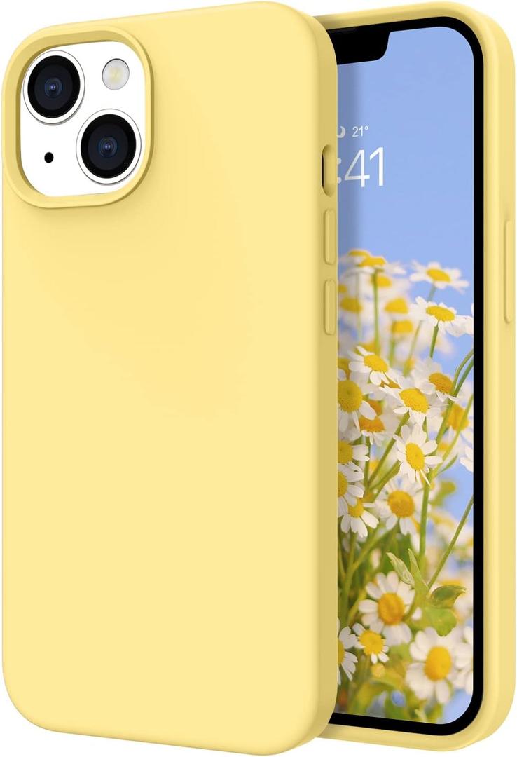 DOMAVER for iPhone 15 Case, Phone Case for iPhone 15 Silicone Women Men Gel Rubber Microfiber Lining Cushion Cover Shockproof Protective-Yellow
