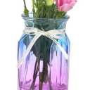 OFFIDIX Flower Vase, Gradient Multicolor with Geometric Faceted Design Art Decorative Glass Vase for Wedding, Dinning, Bookshelf, Home Decoration or Gift