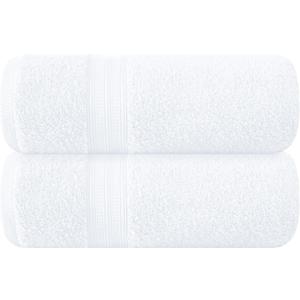 BOUTIQUO Cotton 2 Pack Oversized Bath Towel Set, Large Bath Towels 27x54, Ultra Soft, Absorbent, Compact, Quick Drying and Lightweight, Eco-Friendly and 100% Recyclable Towel Set - White 