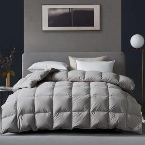 KRT Luxurious Goose Feathers Down Comforter - Grey Thickened Heavyweight Warmth Duvet Insert - 100% Cotton Cover with Corner Tabs (King Winter, 106''x90'')