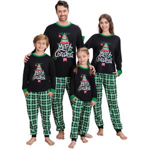 VS&LLWQ Family Christmas Pjs Matching Sets Christmas Pajamas for Family Christmas Elf Pjs Holiday Xmas Jammies Set (Small, Ab7)