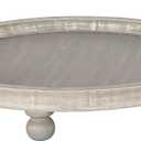 Kate and Laurel Bruillet Farmhouse Round Tray, 15 inch Diameter, Rustic Gray, Wooden Tray for Coffee Table