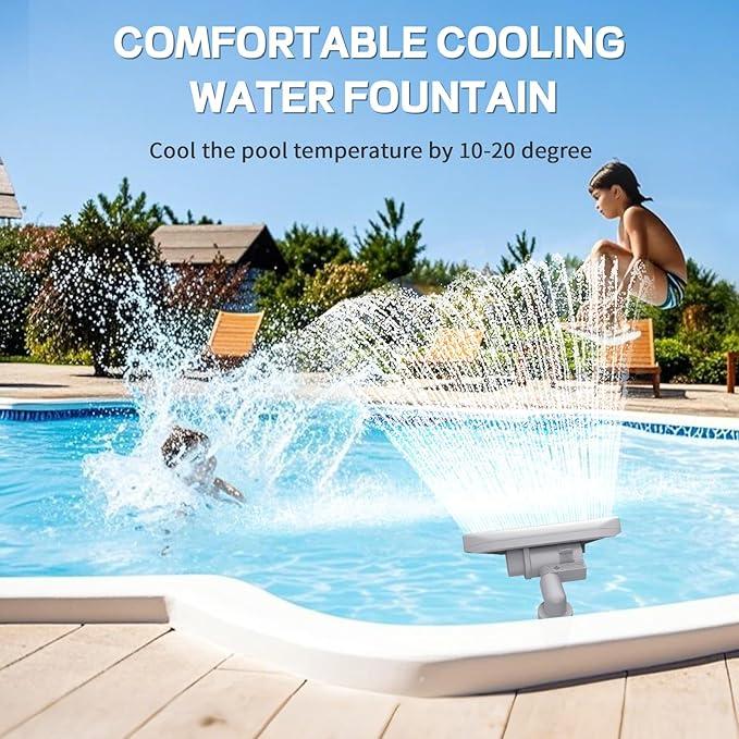 Pool Fountain Waterfall for Above Ground/Inground Pools, Auto-Swing Wide Spray Sprinkler Fountain, Adjustable Height 16-23", Swimming Pool Accessories for Relaxation & Water Cooling, Pool/Spa Decor