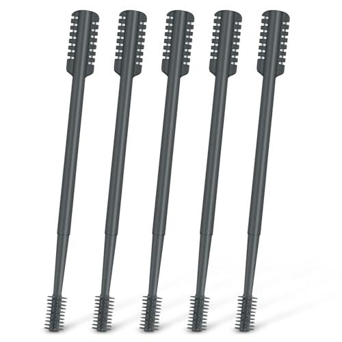 MIVZO 5PCS 2-in-1 Nasal Hair Cutter, Double-Sided Nose Hair Trimmer Upgrade, Manual Nose Trimmer Portable with Soft Cleaning Brush for Women and Men (Gray)