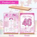 40th Birthday Party Decorations for Women, Sweet Pink Glitter in 1985 Birthday Decor Poster Acrylic Table Sign, 40th Birthday Party Supplies, Double-Sided