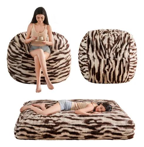 MAXYOYO Giant Bean Bag Chair Bed for Adults, Convertible Beanbag Folds from Lazy Chair to Floor Mattress Bed, Large Floor Sofa Couch, Big Sofa Bed, High-Density Foam Filling, Machine Washable Cover