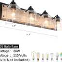 Vanity Lights for Bathroom Large 31.5", Farmhouse Rustic Vanity Light with Bubble Glass Shades, Gray 4 Light Bathroom Lighting Fixtures Over Mirror, Bath Wall Sconce Home Decor