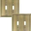 2-Pack Double Toggle Light Switch Cover Plate, Durable Solid Zinc Alloy Decorative Dual Switch Plate Covers, Antique Brass 2 Gang Wall Plate, Corrosion Resistant