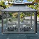 Gazebo Universal Replacement Mosquito Netting, Outdoor Mesh Netting Screen 4-Panel Sidewall with Zipper for Patio, Canopy, Garden and Backyard, Gray(Mosquito Net Only) (Gray, 10' x 12')