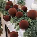 Senjie 4inch Velvet Christmas Ornaments Balls Sets for Christmas, 6pcs Multicolor Xmas Tree Flocked Shatterproof Ornaments Balls Decoration Brown