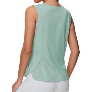 THE GYM PEOPLE Women's Workout Tank Tops Loose Fit Sleeveless Breathable Yoga Shirts with Side Slits, M