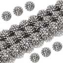 50PCs 16MM Chunky Resin Rhinestone Beads Round Disco Ball Bubblegum Beads for Women Necklace Bracelet Jewelry Making Phone Lanyard Hair Accessories DIY Crafts (Black)