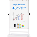 Maxtek Mobile White Board on Wheels 48x32, Magnetic Storage Easel Standing
Height Adjustable Dry Erase Board With Storage, Large Double-Sided Rolling Stand for Classroom, Home, School and Teachers