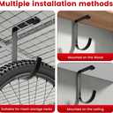 Bike Hooks for Garage Ceiling Mount Rack, Add on Storage Flat Hook Accessory Overhead Garage Hooks for Ceiling Rack and Wall Shelving(6 Pack)