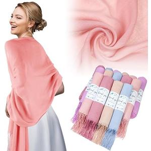 Ramede 50 Pack Pashmina Shawls and Wraps 79 x 28 Inch Bulk Wedding Favors Bridal Shawls Gifts for Guests with Thank You Cards