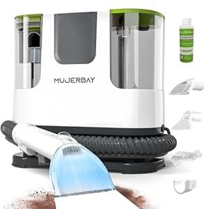 Upholstery Carpet Cleaner, MUJERBAY 12Kpa Portable Spot and Stain Cleaner, Easy Move with Universal Wheels & Handle, 1.18-inch Deep Cleaning Machine for Couch, Stairs, Car and Pet Messes. 1-1