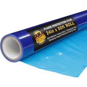 Dura-Gold Floor Protection Film, 24-inch x 50' Roll - Blue Self Adhesive Temporary Floor Covering, Protect Flooring from Foot Traffic, Paint Spills, Dust, Construction Debris, Moving - Hardwood, Tile (24-inch-x-50-feet)