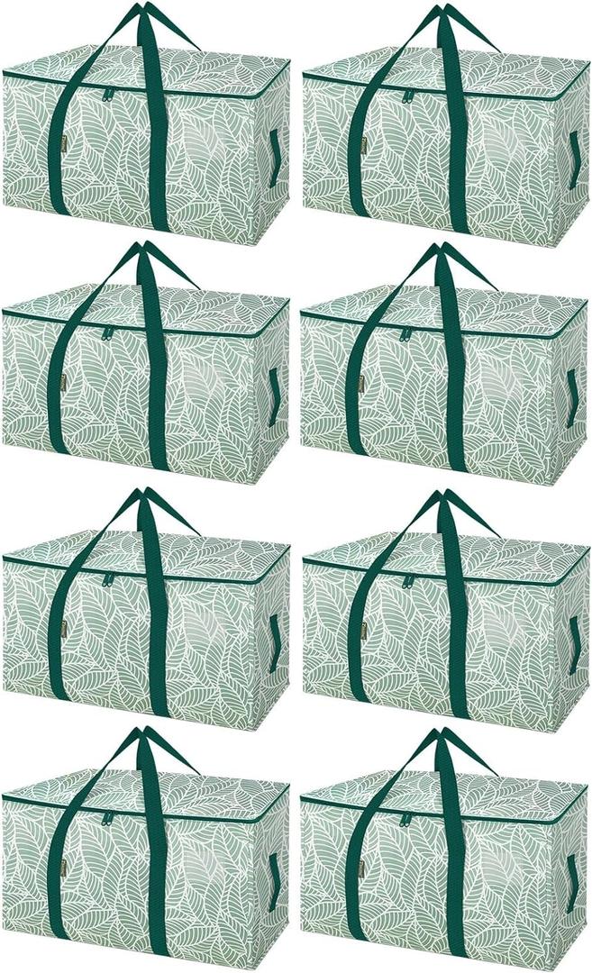 BALEINE 8-Pack Oversized Moving Bags with Reinforced Handles, Heavy-Duty Storage Tote for Clothes, Moving Supplies (Antique Folidage, 8-Pack)